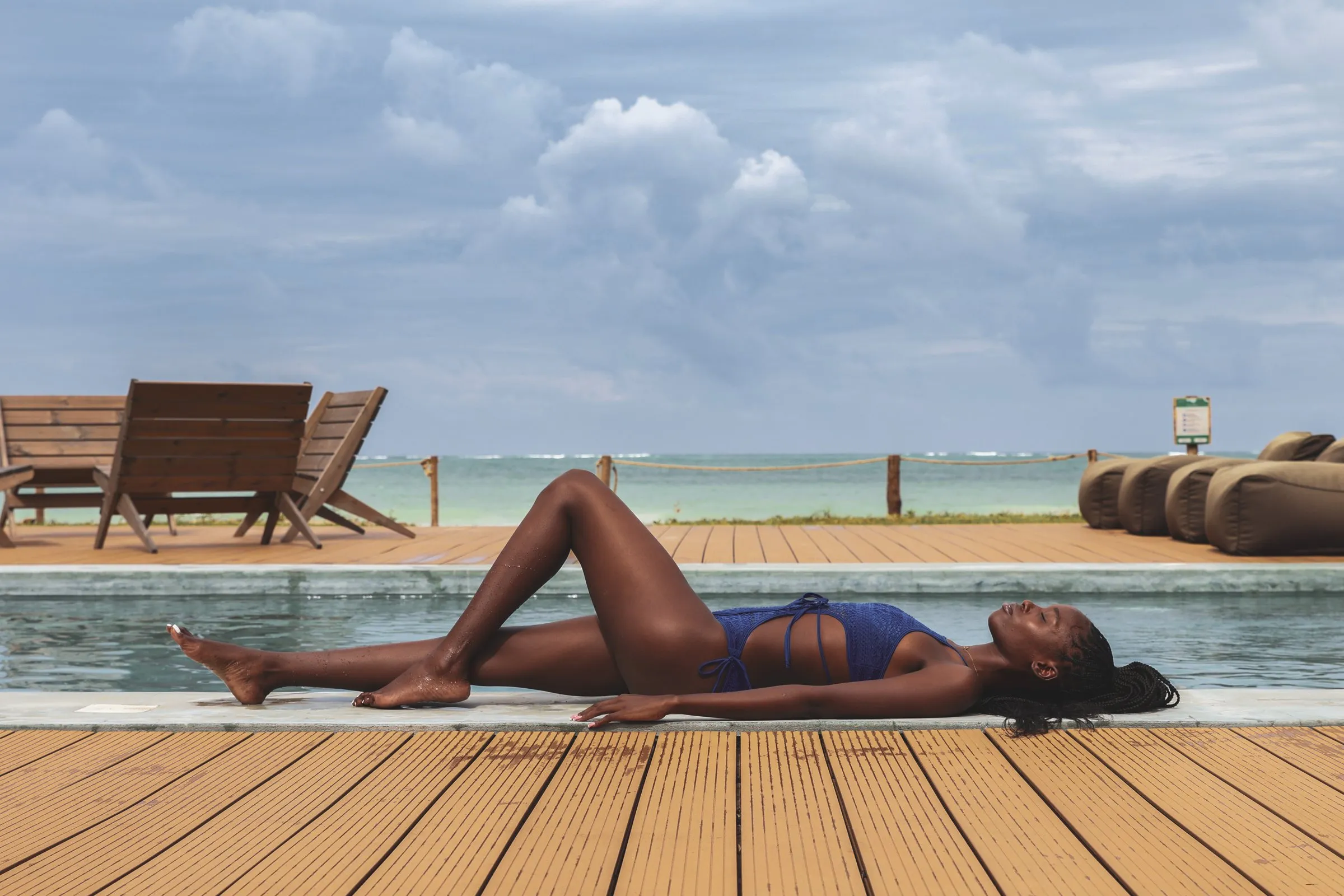Lying by the pool