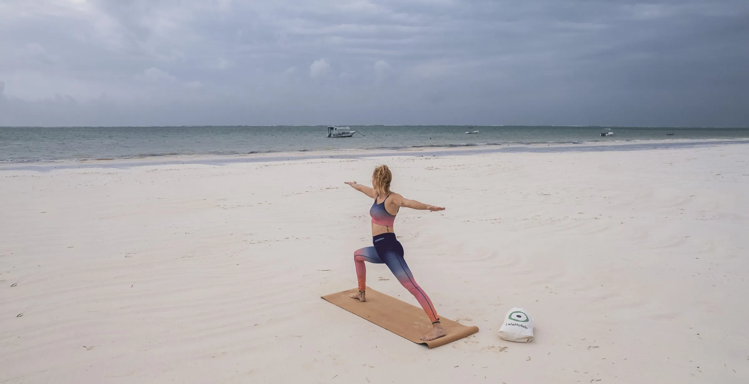 Morning yoga on Galu Beach